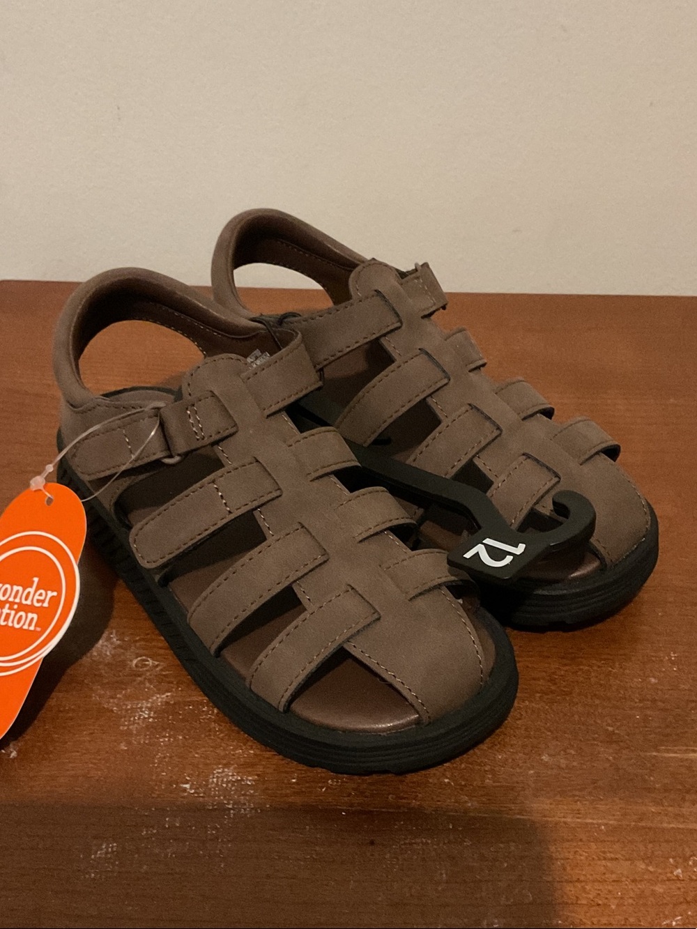 Wonder Nation Brown Closed-Toe Fisherman Sandals for Kids